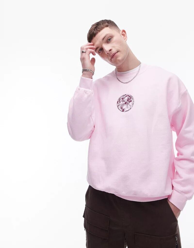 

Розовый свитер оверсайз Topman с зодиакальным принтом