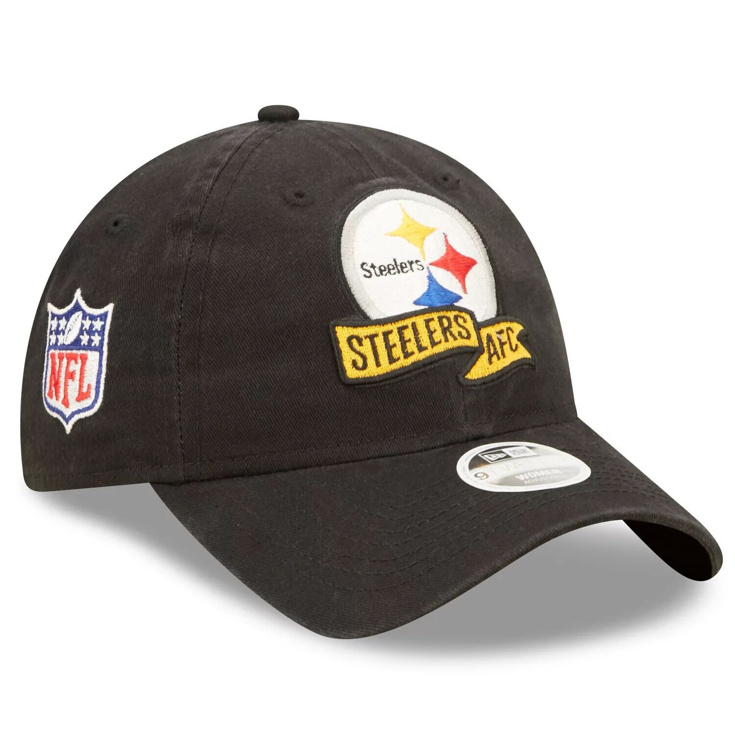 

Женская черная кепка New Era Pittsburgh Steelers 2022 с регулируемой боковой линией 9TWENTY New Era