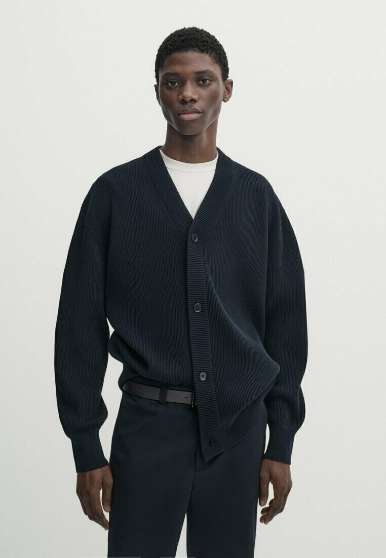 

Кардиган Studio Textured Massimo Dutti, цвет mottled dark blue