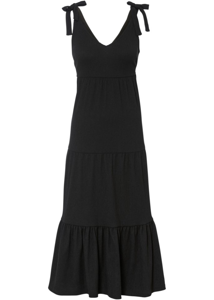 Платье из джерси с воланами Bodyflirt, черный платье миди с воланами bodyflirt черный