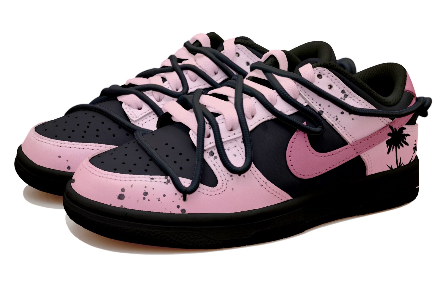 

Кроссовки Nike Dunk Skateboard Shoes Women's Low-Top Black Pink, черный/розовый