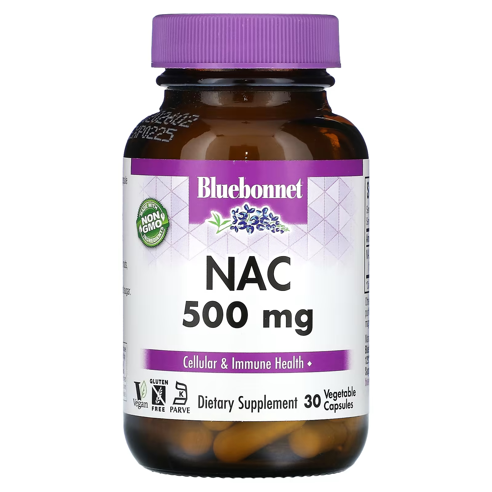 Пищевая добавка Bluebonnet Nutrition NAC, 500 мг, 30 растительных капсул swanson nac n ацетил l цистеин 600 мг 60 растительных капсул
