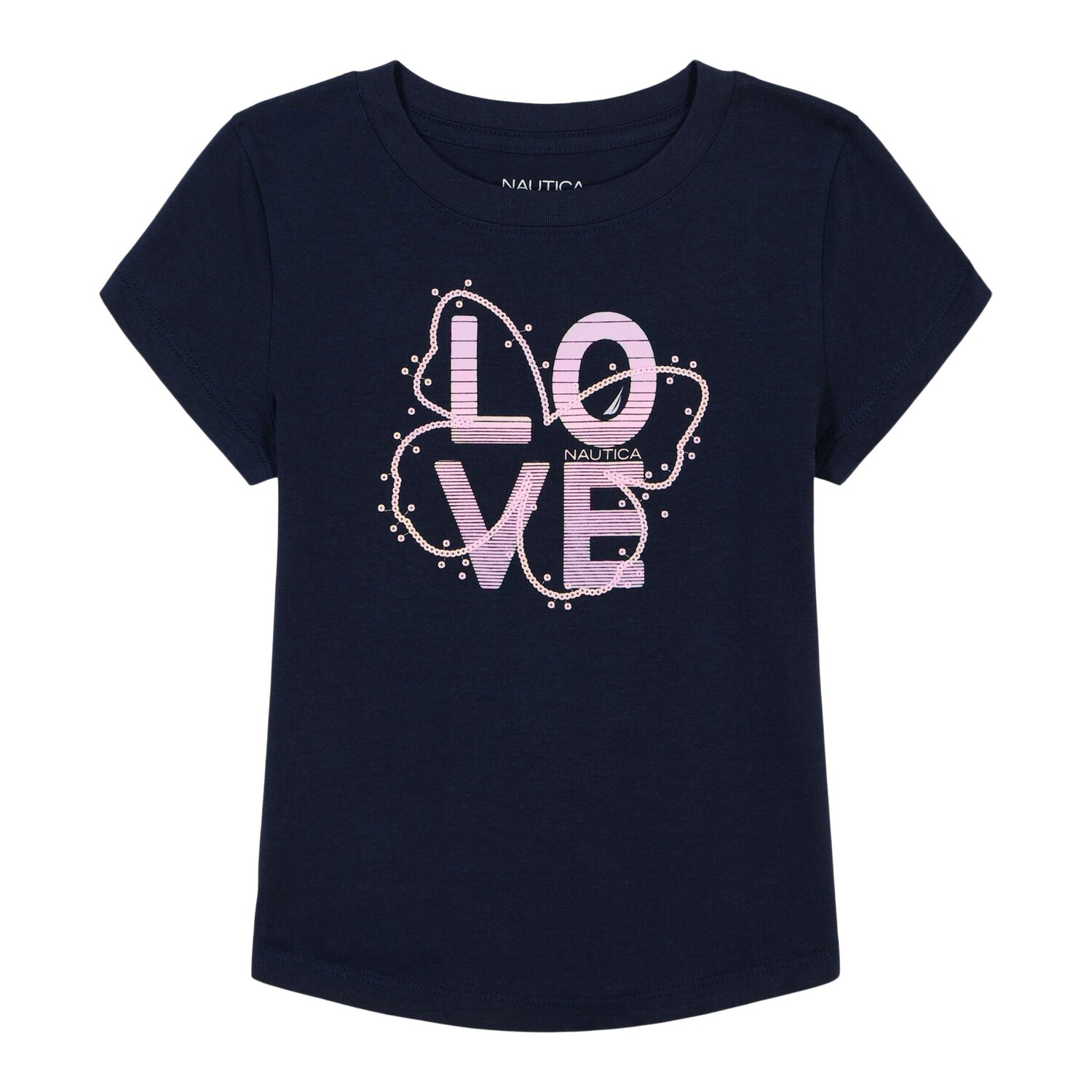 

Футболка Nautica для девочек с омбре Love и пайетками (7–16), цвет Algae Green