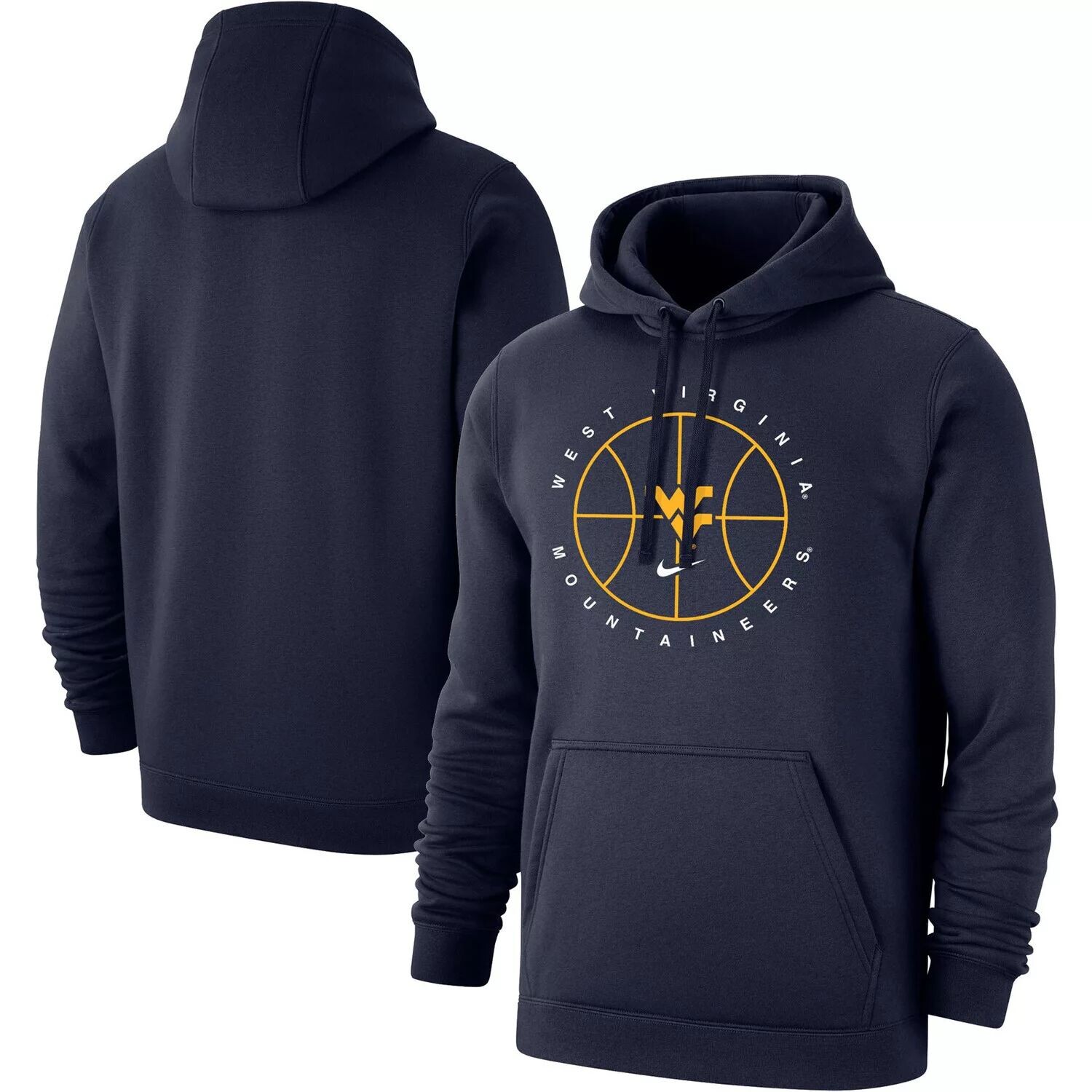 

Мужской флисовый пуловер с капюшоном темно-синего цвета West Virginia Mountaineers Basketball Icon Club Nike
