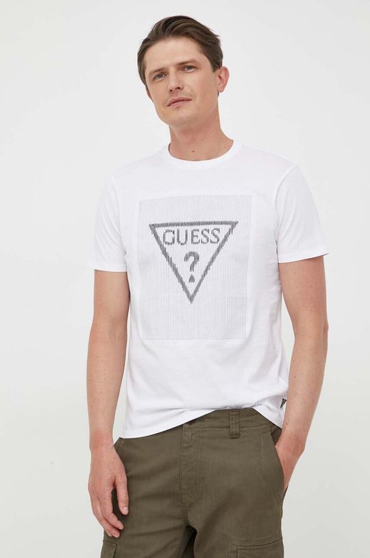 

Хлопковая футболка Guess, белый