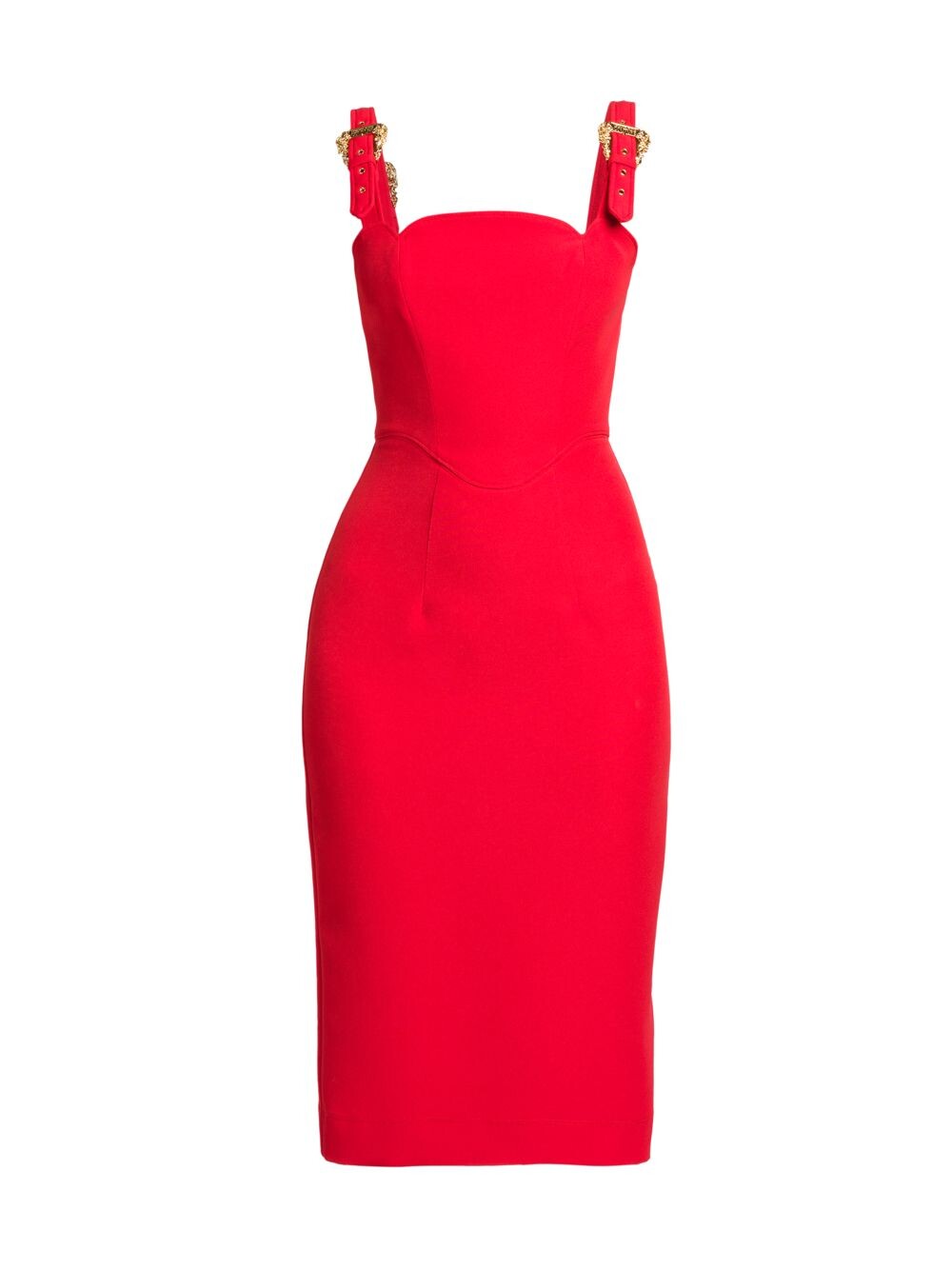 

Платье миди с пряжкой и ремешком Versace Jeans Couture, красный