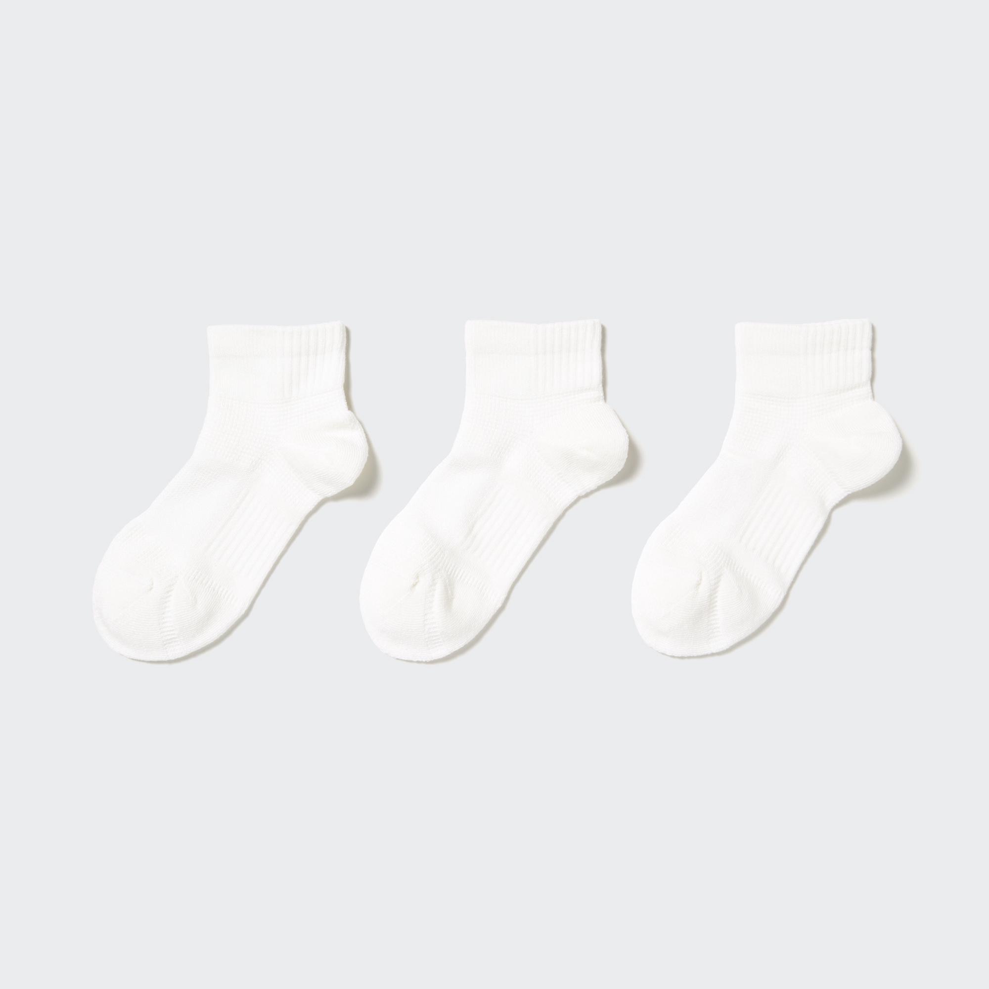 Носки короткие (3 пары, спортивные, ворсовые) UNIQLO, белый короткие носки 3 пары спортивные uniqlo черный