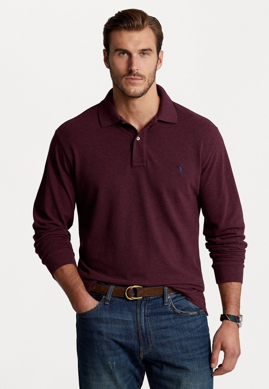 

Рубашка-поло ДЛИННЫЙ РУКАВ Polo Ralph Lauren Big & Tall, весенний винный вереск