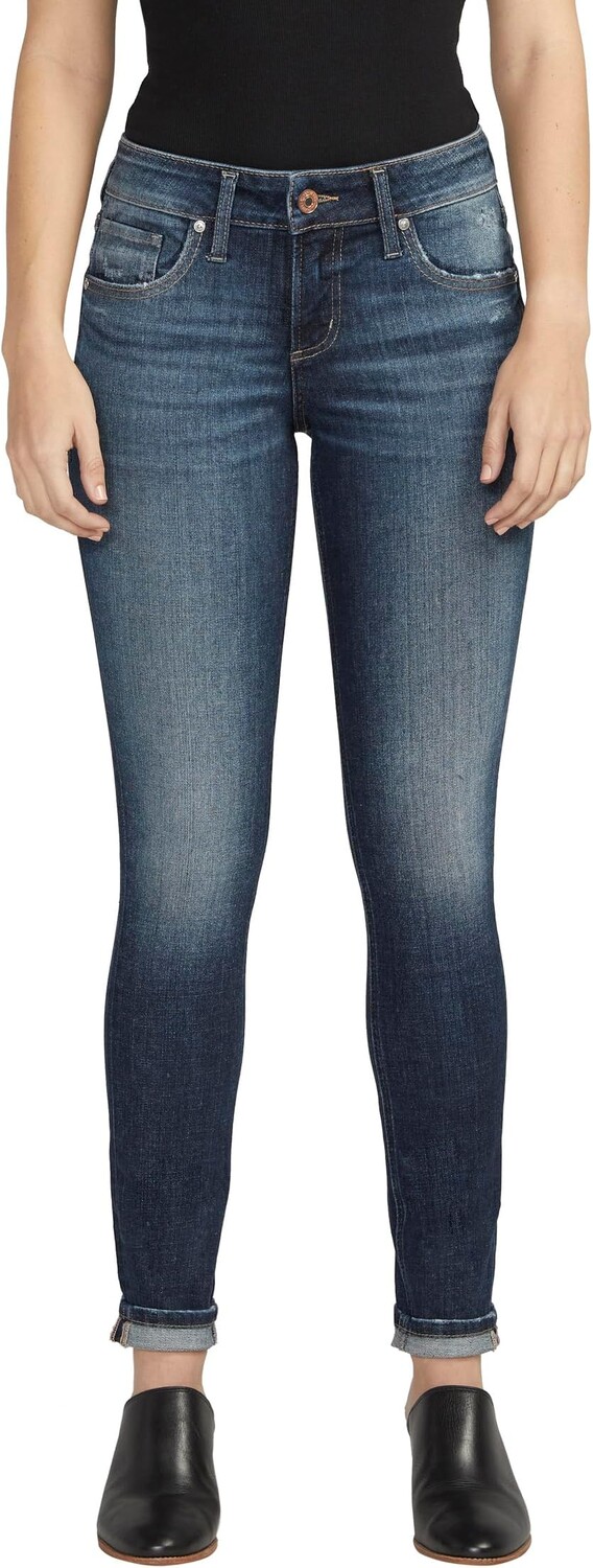 

Джинсы Girlfriend Mid-Rise Slim Leg Jeans L27129EAE480 Silver Jeans Co., цвет Indigo