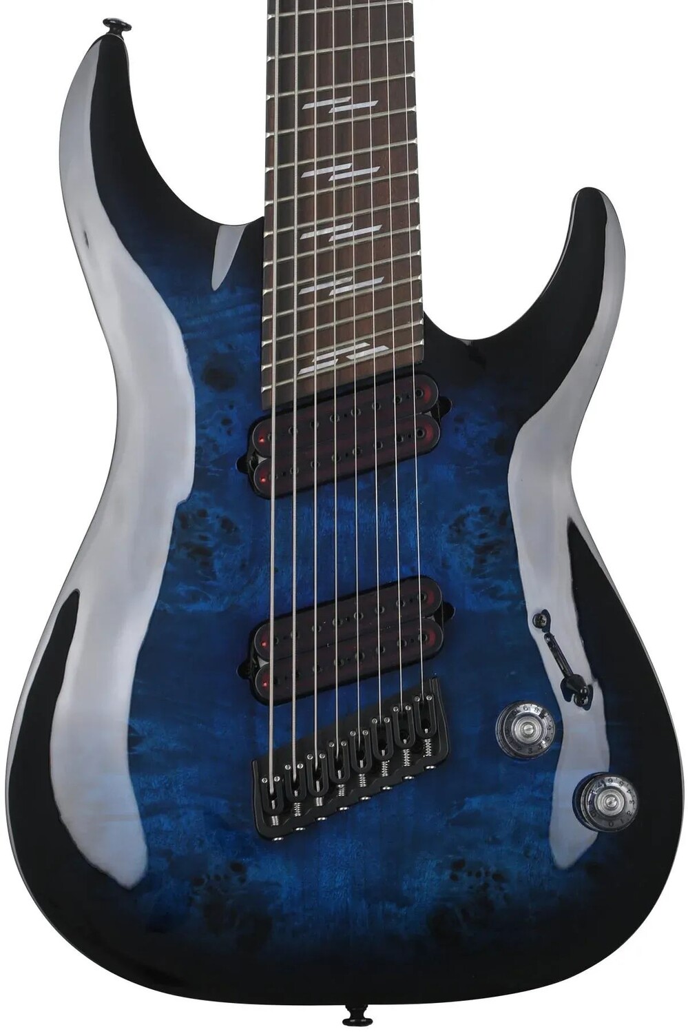 

8-струнная электрогитара Schecter Omen Elite-8 Multiscale — See Through Blue Burst