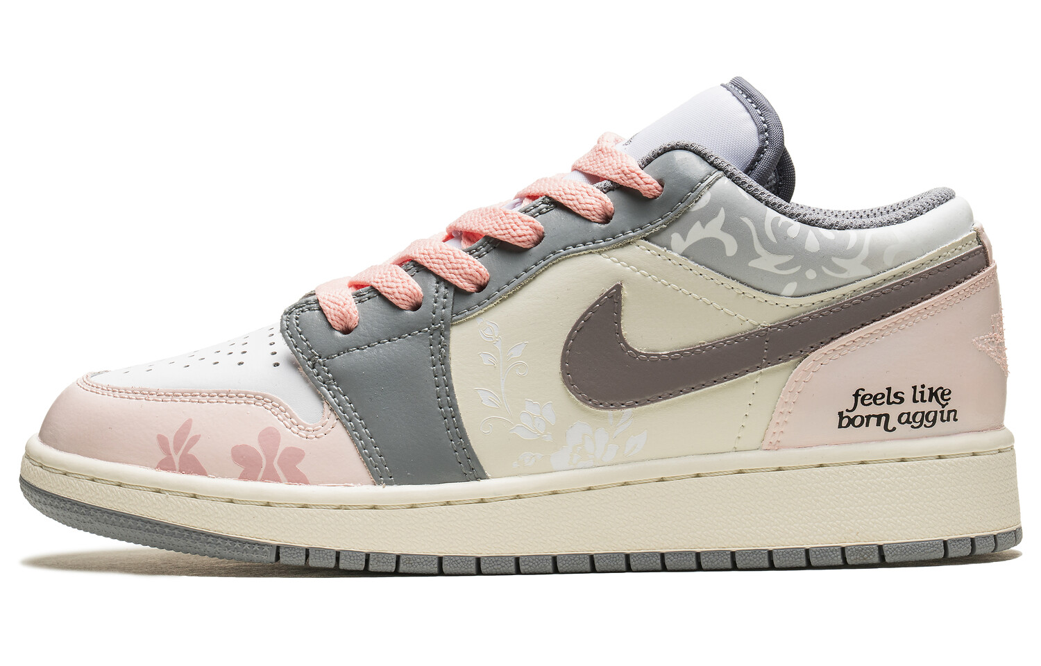 

Кроссовки Air Jordan 1 Skateboarding Shoes Women's Low-top White, розовый