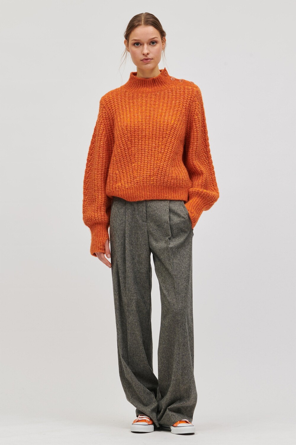 

Свитер из смесовой шерсти в рубчик LUISA CERANO, цвет glowing orange