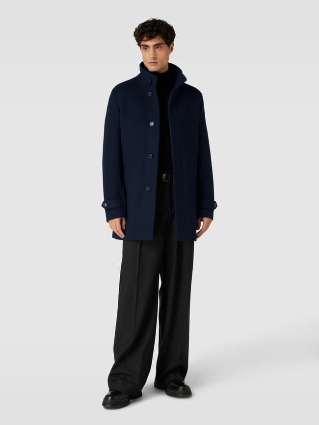 цена Пальто с воротником стойкой модель REUBEN Selected, темно-синий