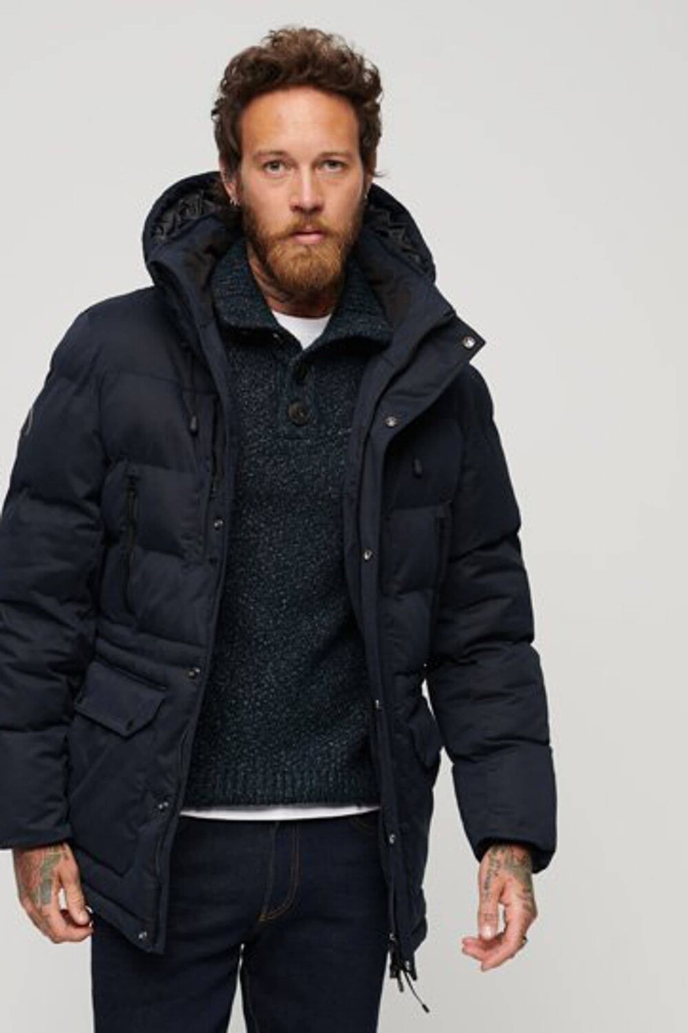 

Парка с капюшоном Superdry, синий