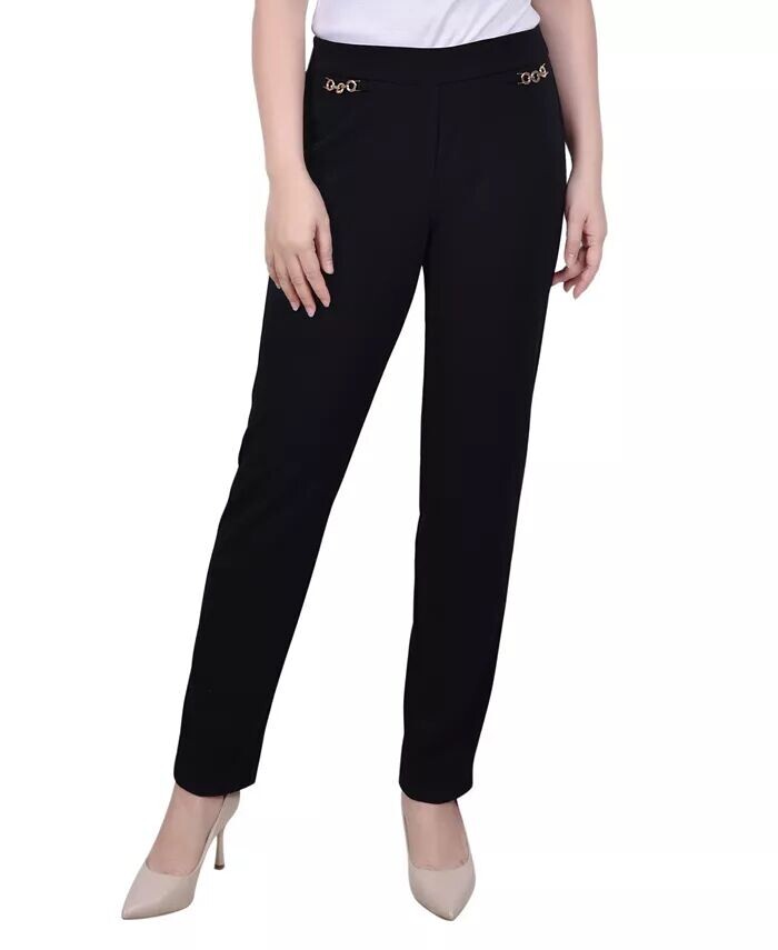 

Брюки из крепа Petite Scuba до щиколотки NY Collection, черный