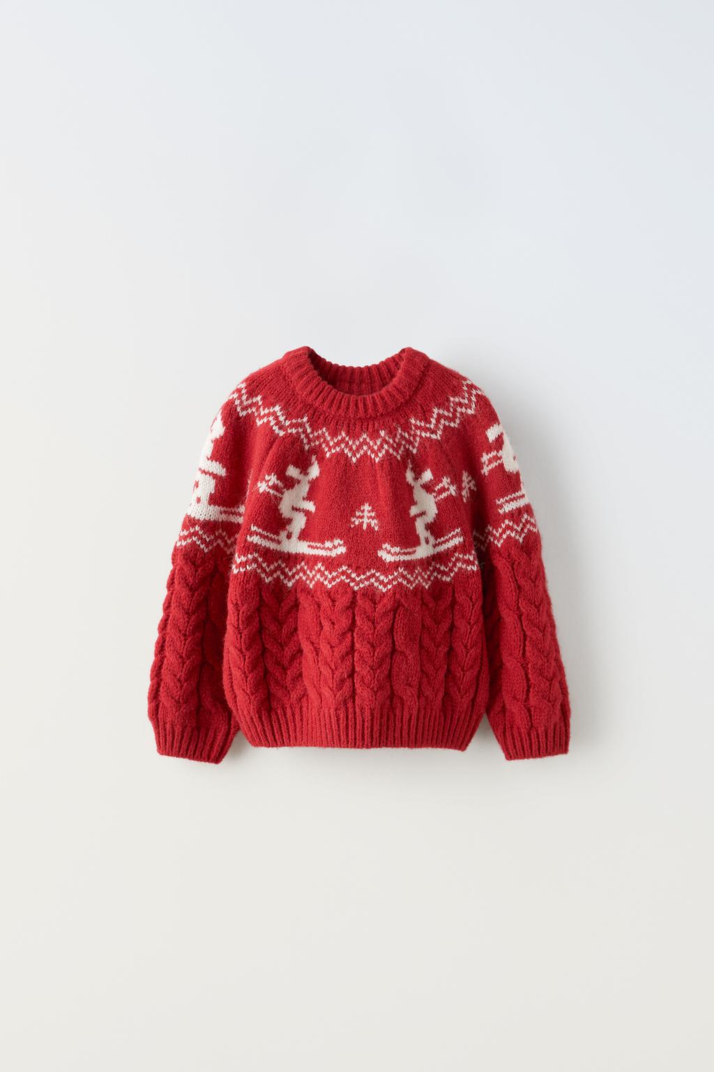 Лыжная коллекция трикотажный свитер ZARA, красный