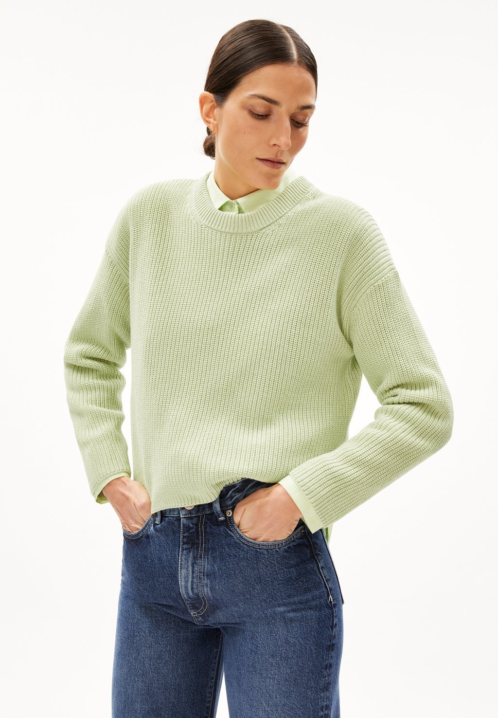 Вязаный свитер NURIAAS ARMEDANGELS, цвет pastel green