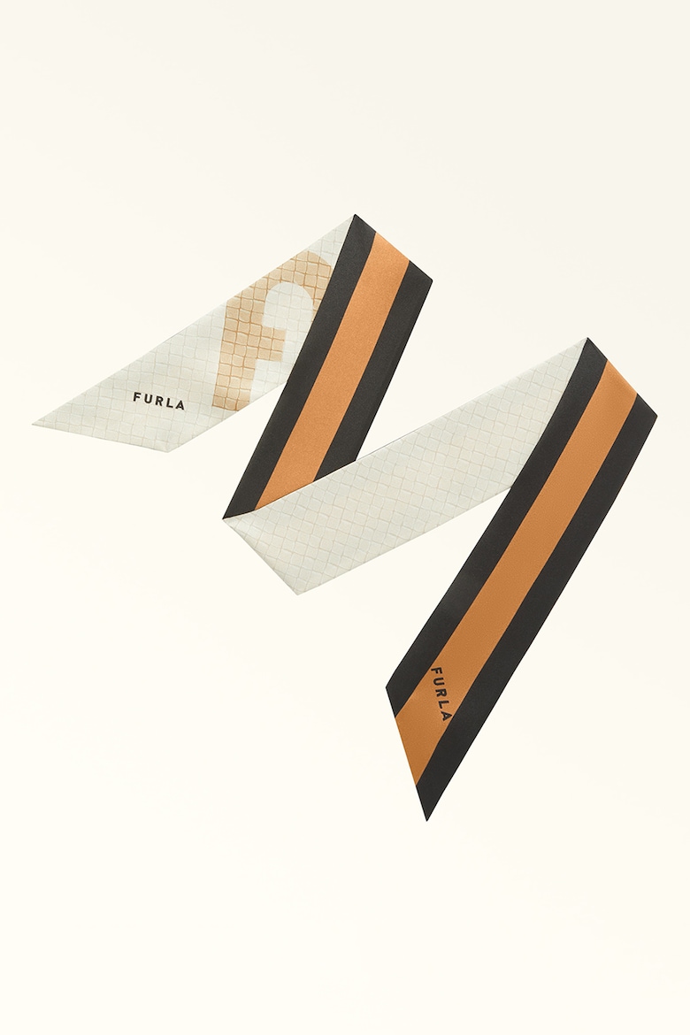 Шелковый шарф Metropolis с логотипом Furla, черный цена и фото