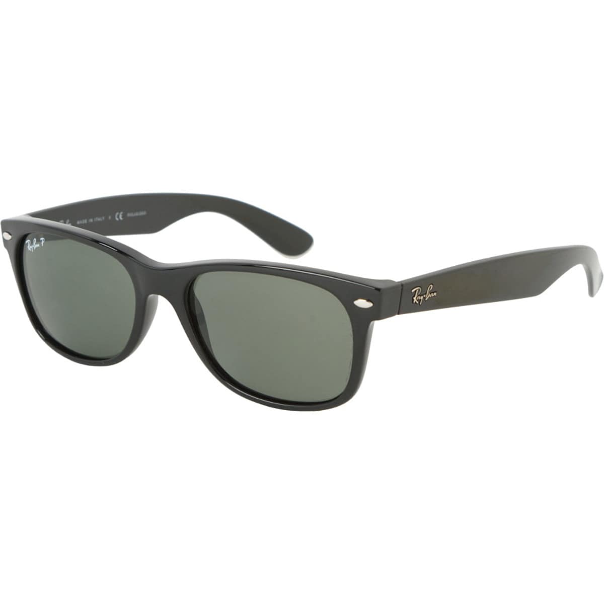 цена Новые поляризованные солнцезащитные очки wayfarer Ray-Ban, цвет black/crystal natural green