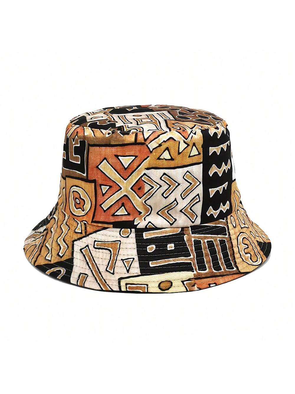 Винтажная двусторонняя панама с геометрическим принтом для мужчин и женщин, хаки большая двусторонняя хлопковая кепка для рыбалки пляжная кепка мужская кепка в стиле хип хоп панама шляпа на плоской подошве шляпа в рыб