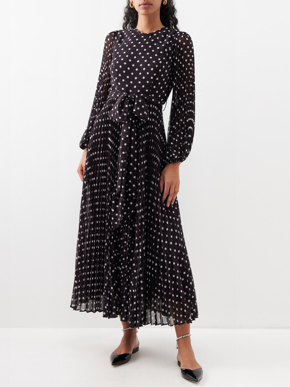 

Платье sunray из переработанного жоржета в горошек Zimmermann, черный
