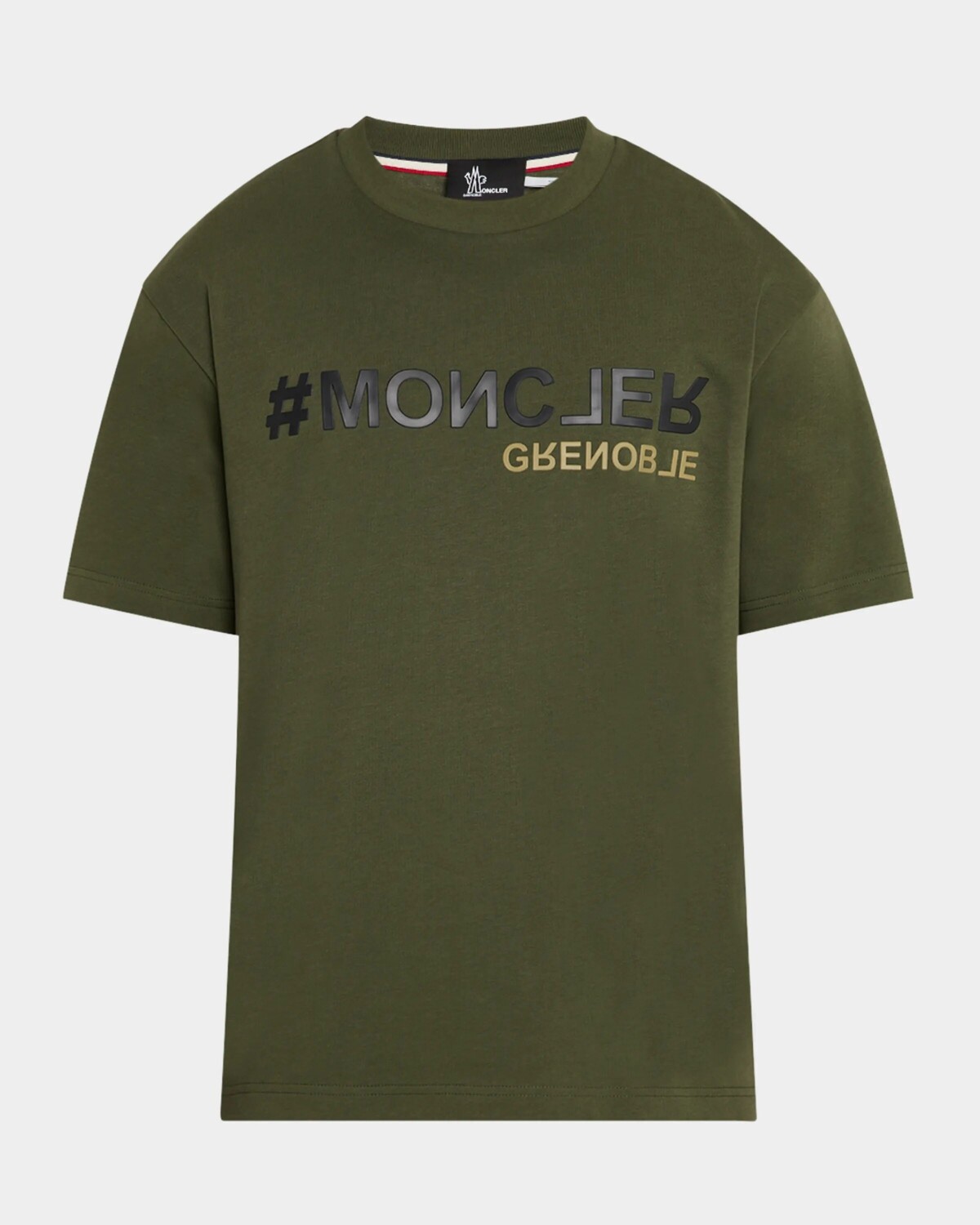 

Мужская футболка с рельефным логотипом Moncler Grenoble, цвет Olive