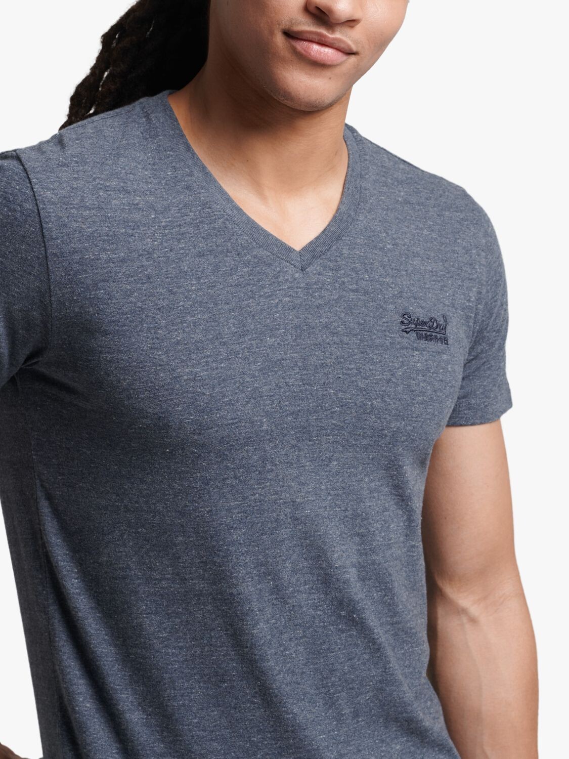 

Футболка Superdry Classic из органического хлопка с V-образным вырезом, темно-синий меланжевый