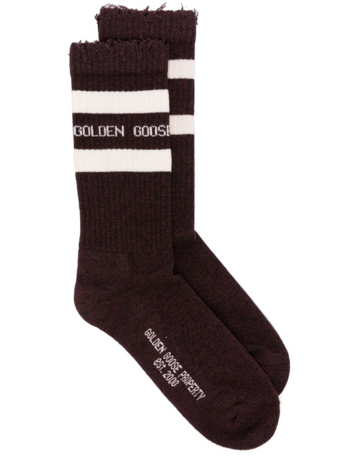 

Golden Goose потертые полосатые носки, красный