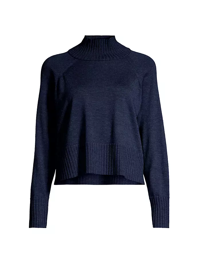 

Шерстяной свитер с высоким воротником Eileen Fisher, синий