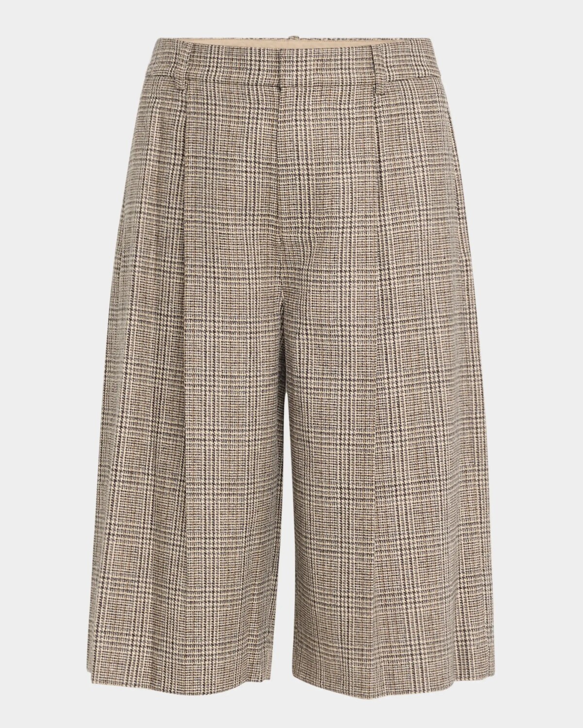 

Широкие шорты в клетку из смесовой шерсти Vince, цвет Heritage Grey