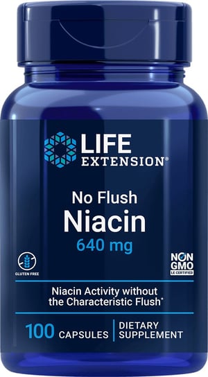 Life Extension, Ниацин без эритемы - 100 капсул life extension ниацин не вызывает приливов крови 640 мг 100 капсул
