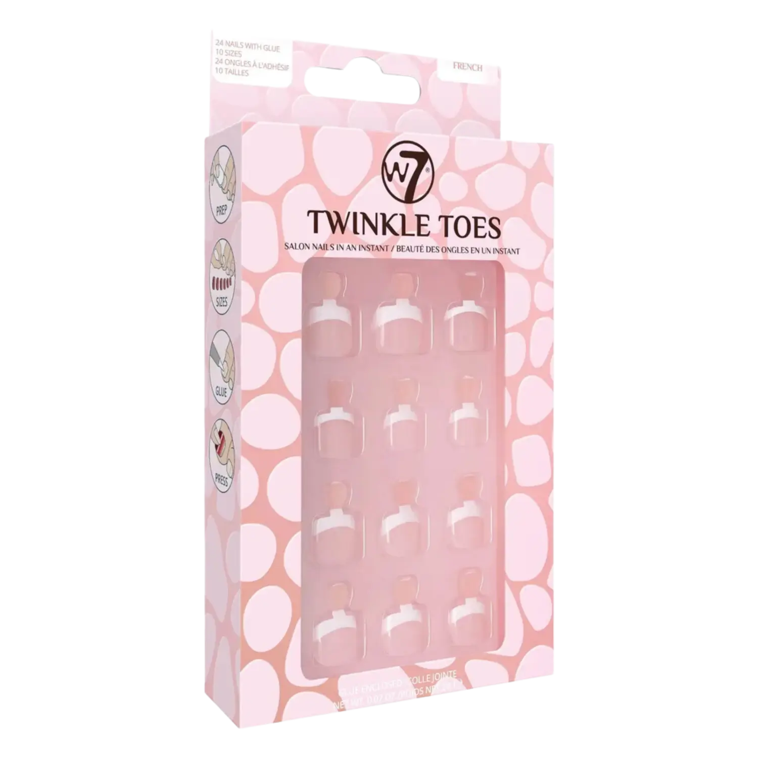 

Искусственные ногти «френч» W7 Twinkle Toes, 24 шт/1 упаковка