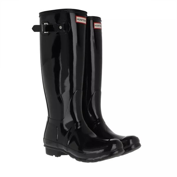 

Ботинки womens original tall gloss boot black Hunter, черный