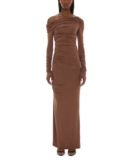 

Платье с открытыми плечами Helmut Lang, цвет Brown