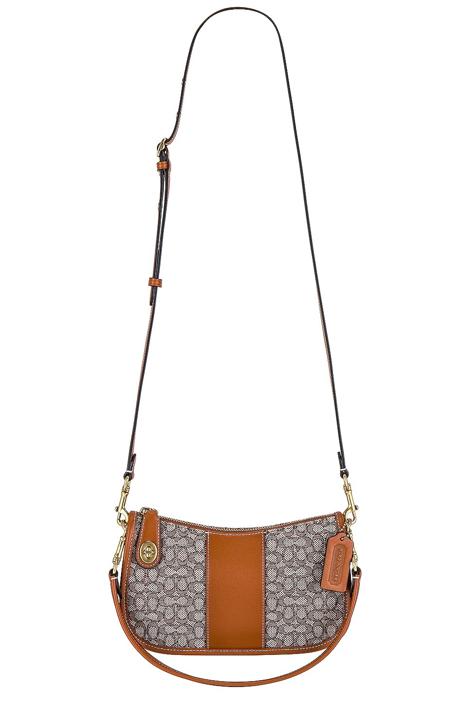 

Сумка Coach Mini Signature Jacquard Swinger, цвет Cocoa & Burnished Amber