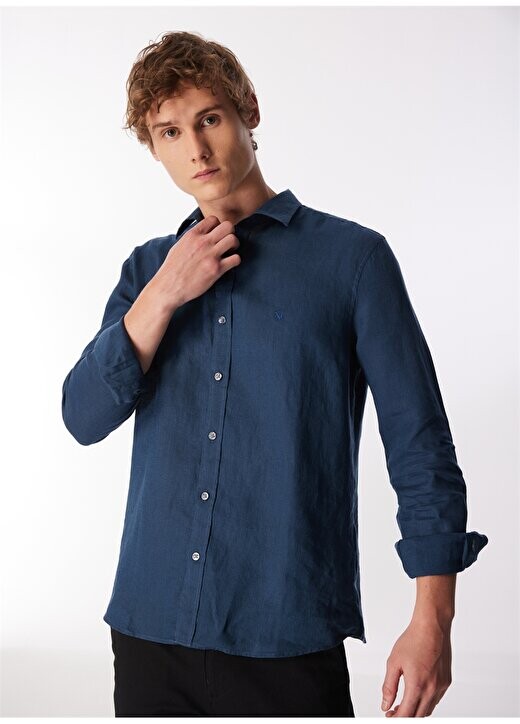 

Мужская рубашка Slim Fit темно-синего цвета M021190-81802_ЛЬНЯНАЯ РУБАШКА Mavi, темно-синий