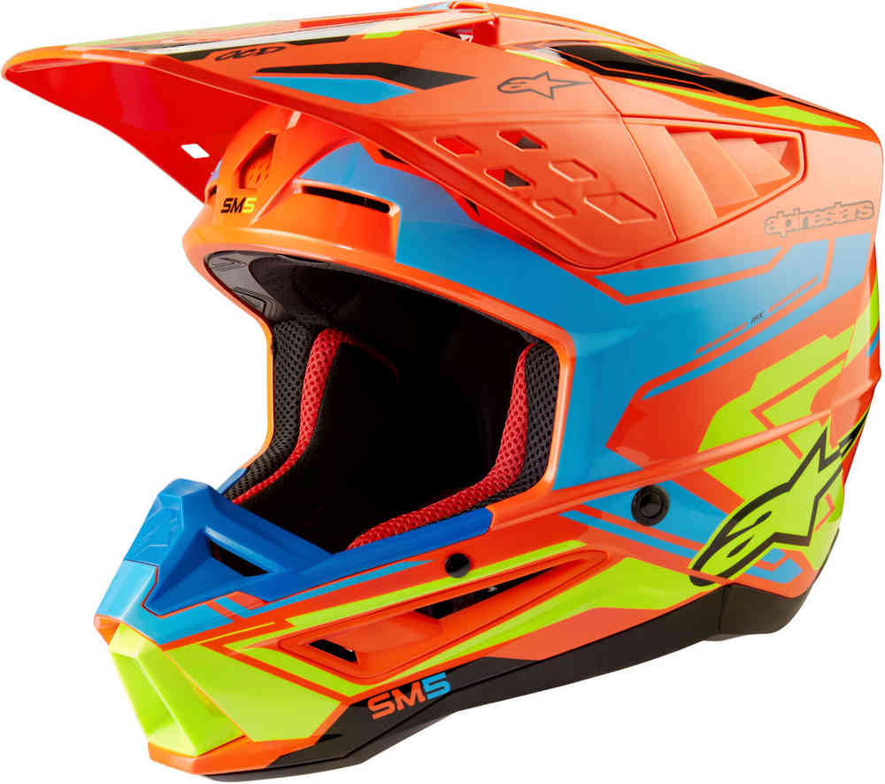 S-M5 Action 2 2024 Шлем для мотокросса Alpinestars, оранжевый/желтый