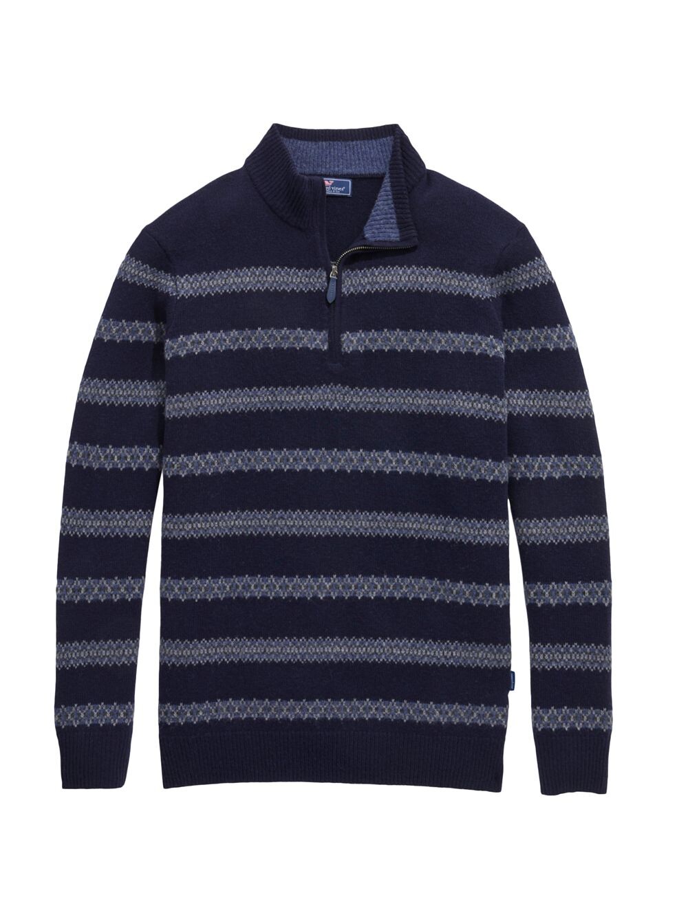 

Полосатый свитер Fair Isle с молнией на четверть Vineyard Vines, Черный