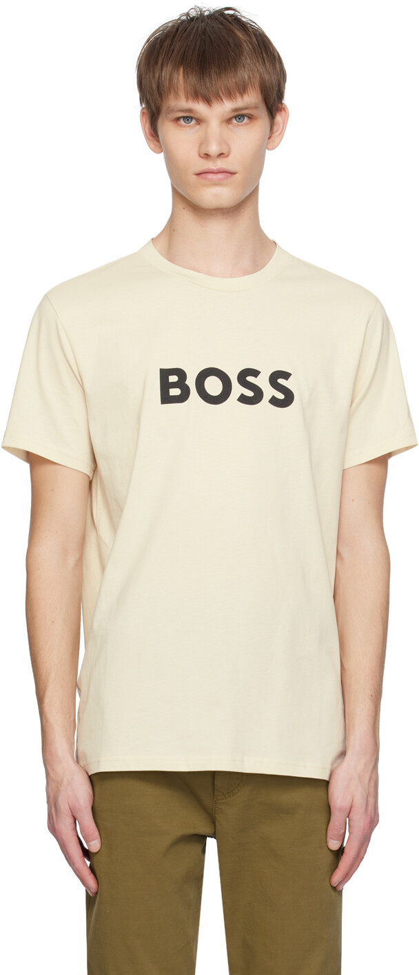 

Бежевая футболка с круглым вырезом Boss