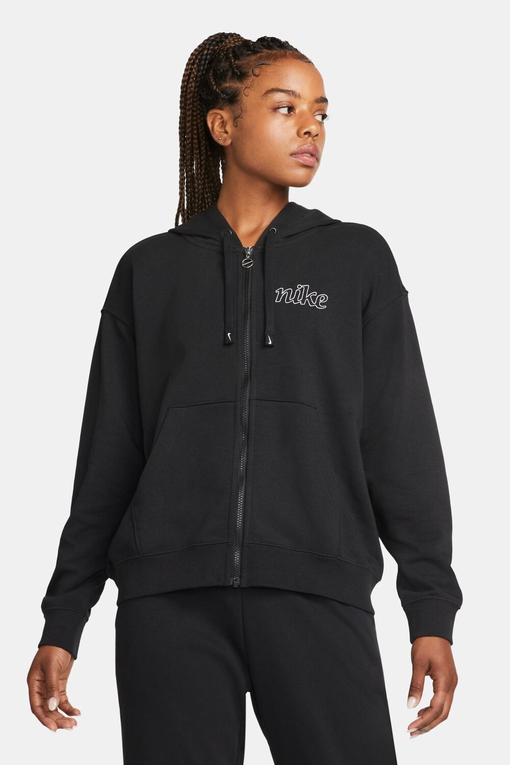 

Худи на молнии с логотипом Swoosh Nike, черный