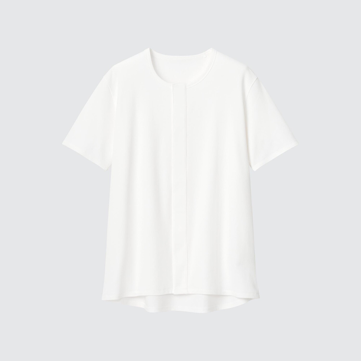 

Хлопковая футболка с открытым передом и круглым вырезом Uniqlo, белый