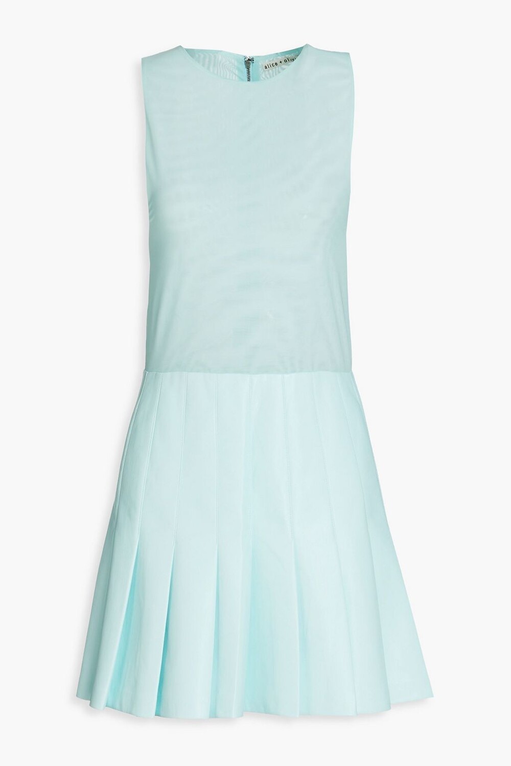 

Плиссированное платье из тюля и искусственной кожи ALICE + OLIVIA, синий