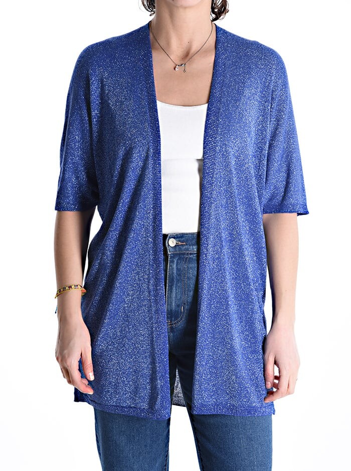 

Кардиган с короткими рукавами из люрекса, цвет Electric blue
