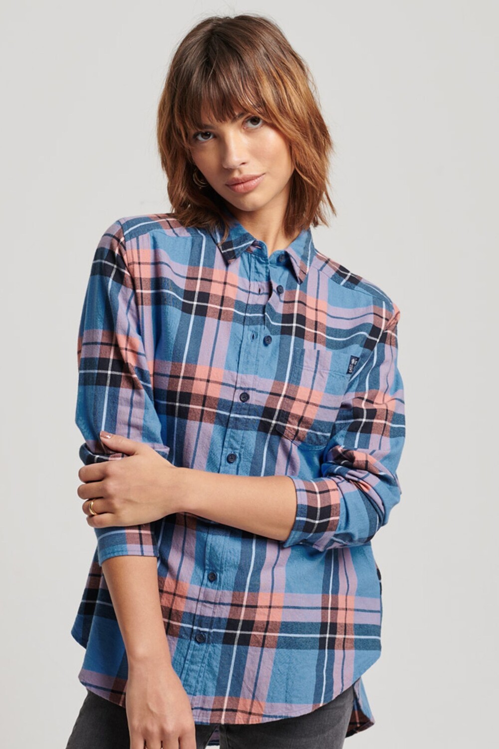 

Клетчатая рубашка свободного кроя Superdry, синий
