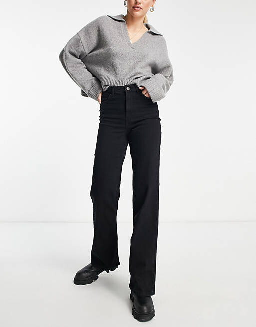 

Черные широкие джинсы с завышенной талией Pieces Tall Peggy