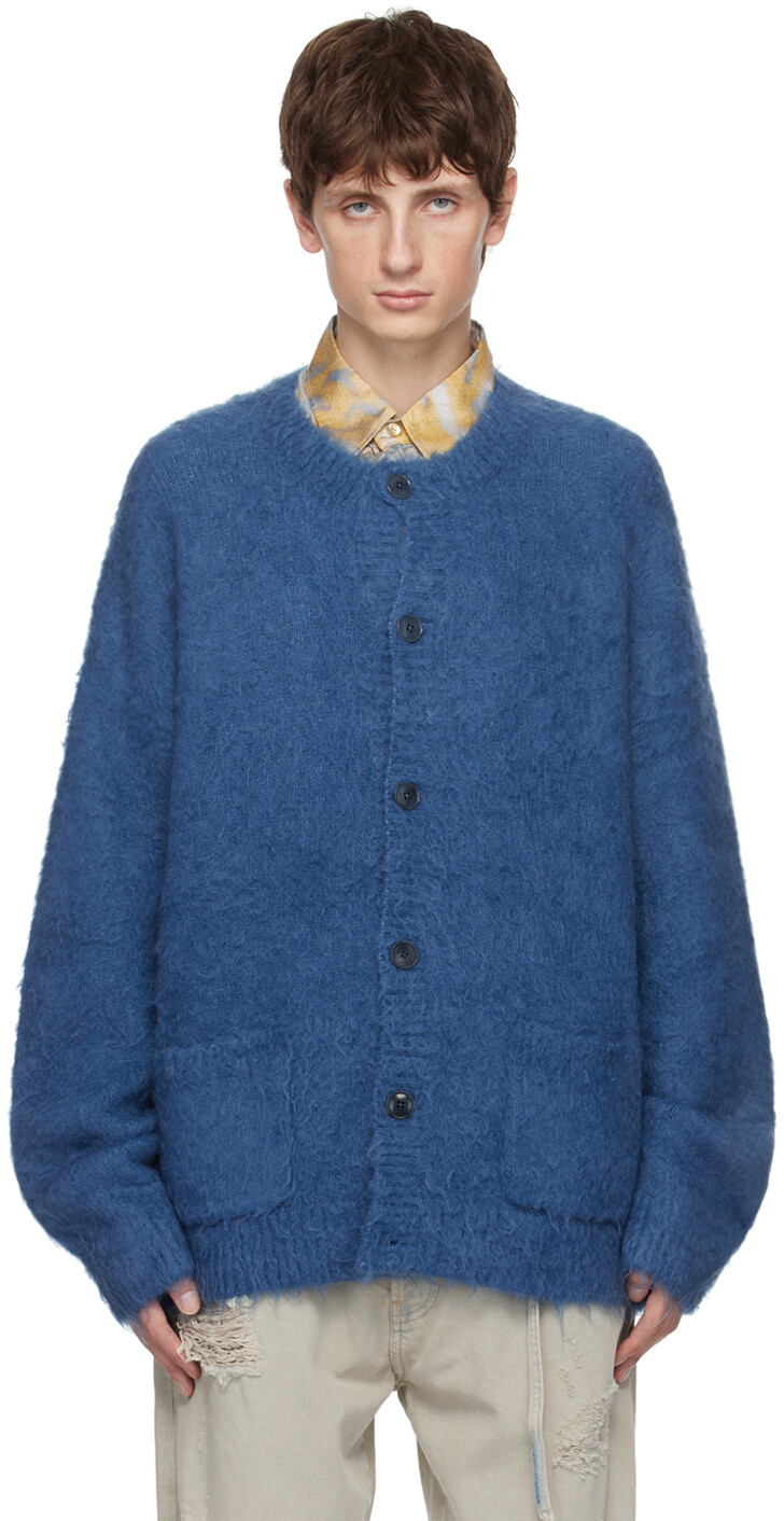 

Синий джинсовый кардиган с круглым вырезом Acne Studios