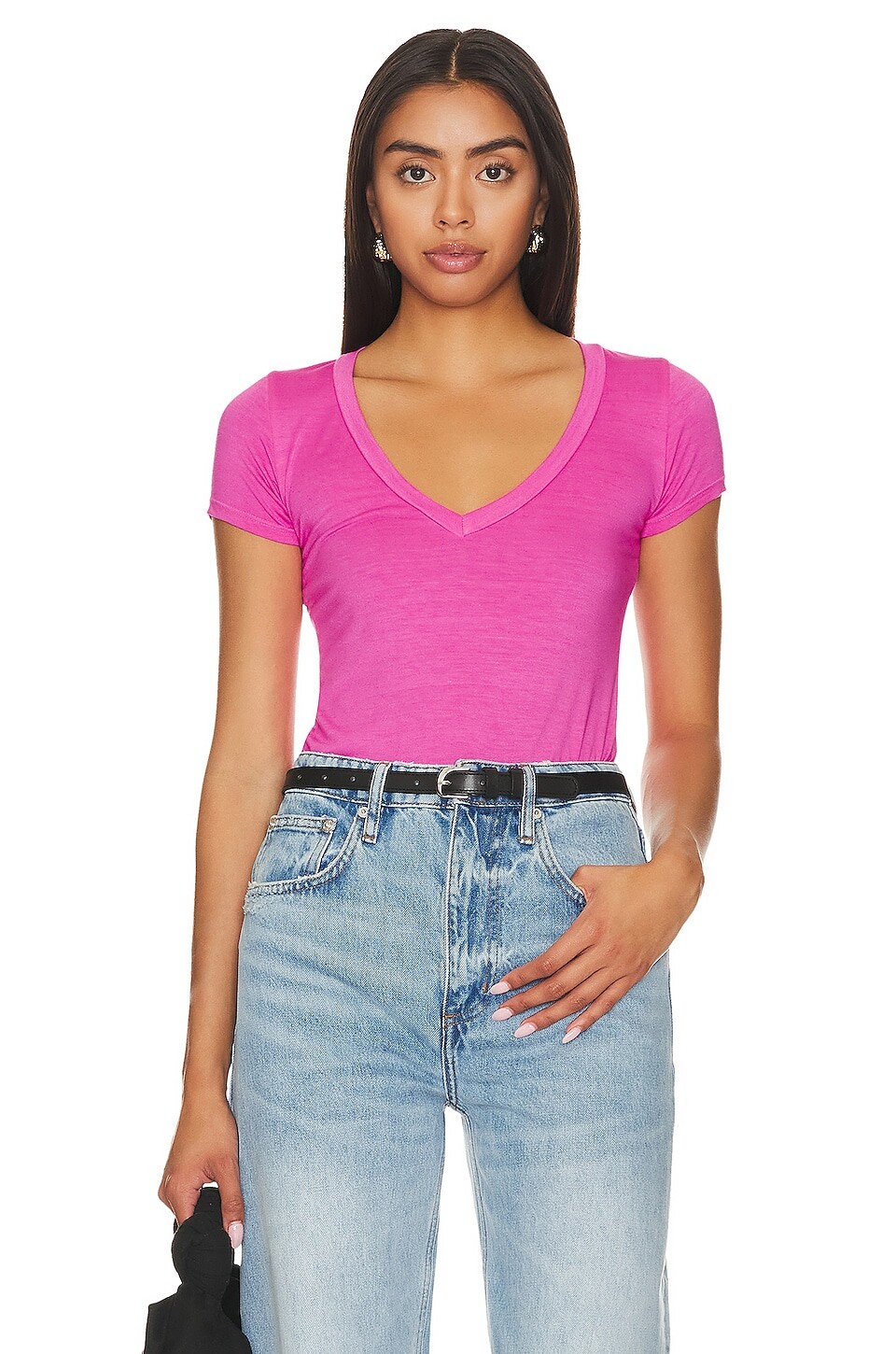 

Футболка Michael Lauren Kendrick V-neck, цвет Bright Pink