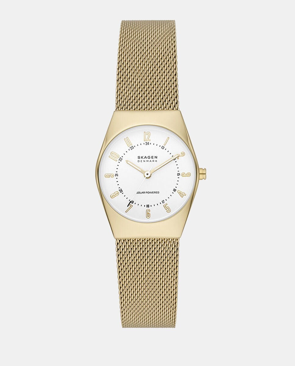

Grenen Lille Solar SKW3077 Женские часы с золотой стальной сеткой Skagen, золотой