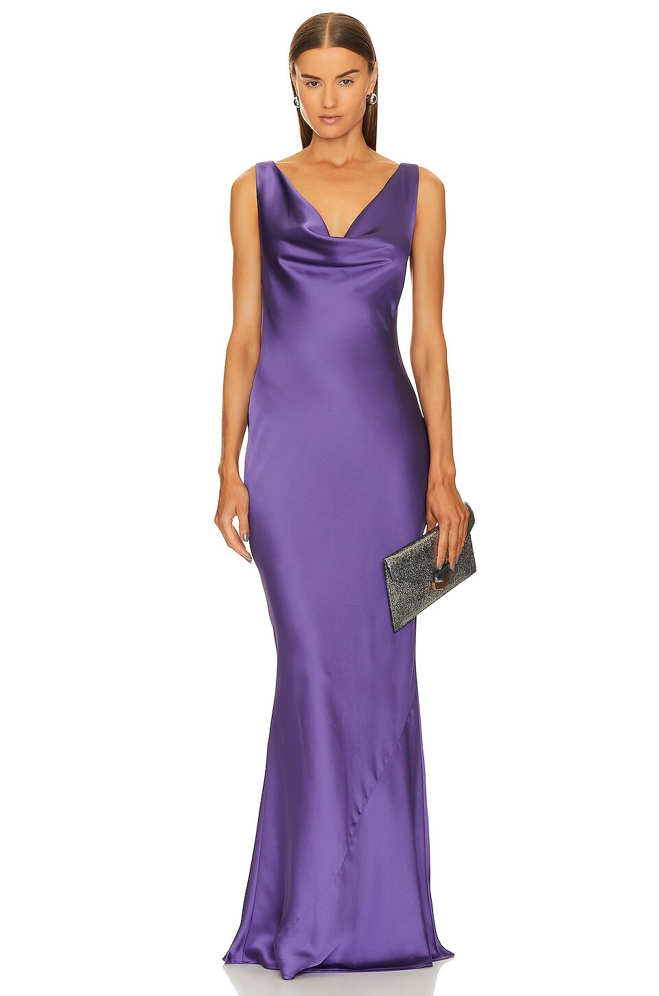 

Платье Norma Kamali Deep Drape Neck Gown, фиолетовый