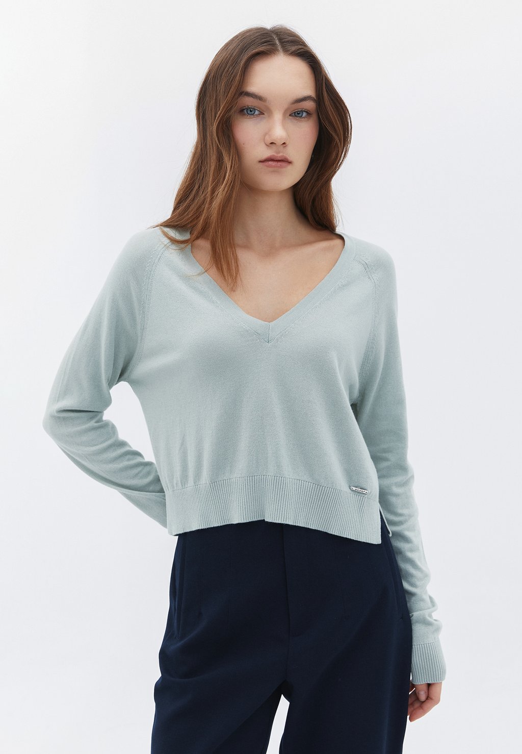 Вязаный свитер OXXO, цвет aqua gray